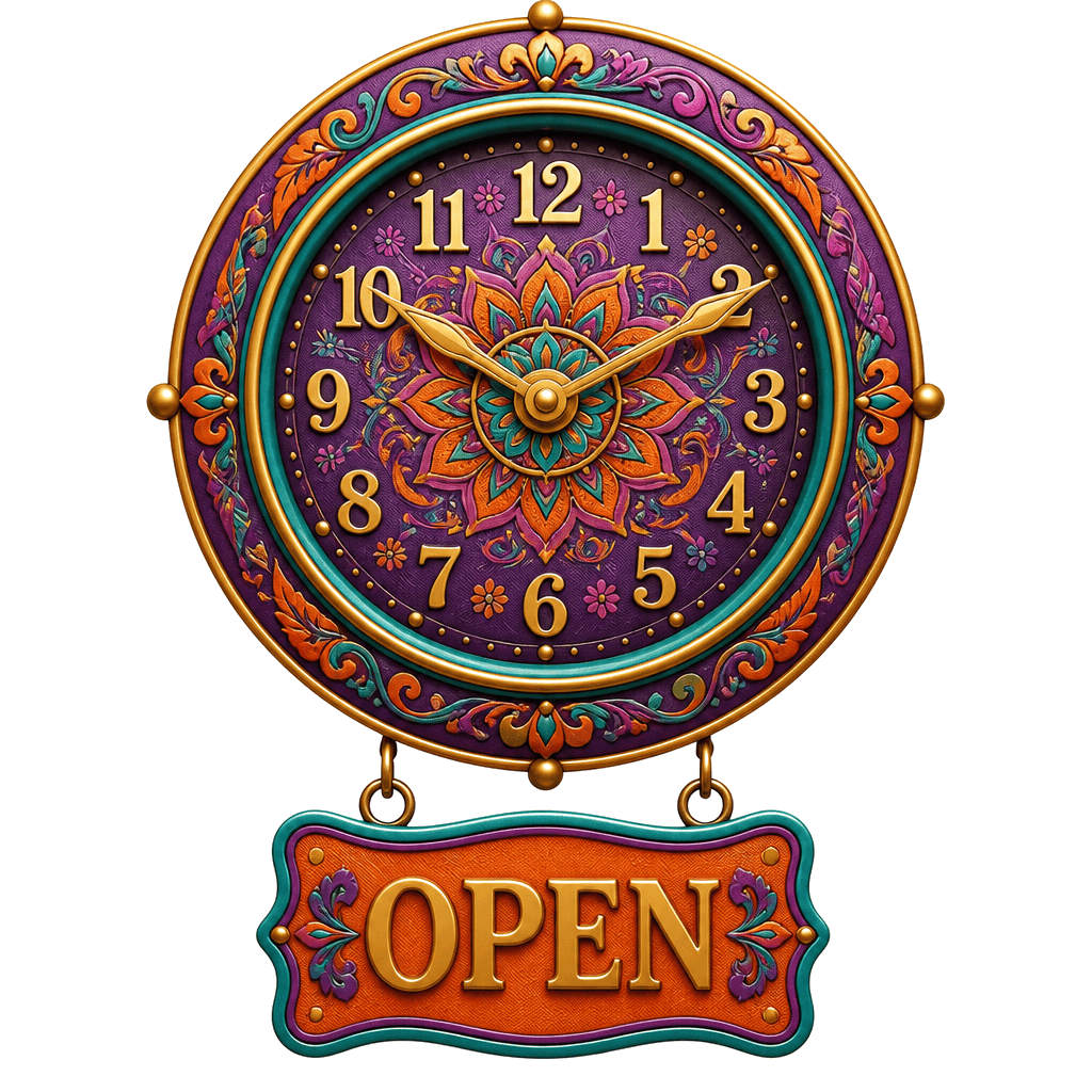 Store hours sign for Aura Vape & Cigar, open daily 9 AM to 11 PM